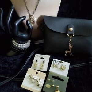 Set of 10, earrings, necklace, bracelets & handbag